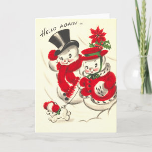 Carte vintage Snowman et Snowwoman