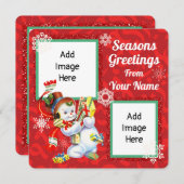 Carte vintage Snowman Plat Avec Ajouter Ses Propre (Devant / Derrière)