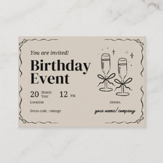 Carte vintage Soiree Birthday Invitation