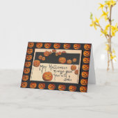 Carte Vintage sourire Halloween Jack o'Lanterns (Fleur jaune)
