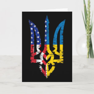 Carte Vintage Soutien Ukraine Drapeau Américain Tr Ukrai