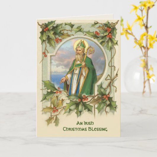 Carte Vintage St. Patrick Irish Christmas Blessing (Fleur jaune)