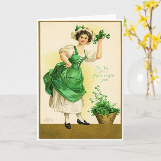 Carte vintage St Patrick's Day (Fleur jaune)