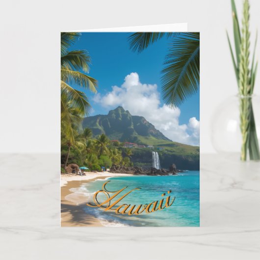 Carte Vintage Style Hawaiian Travel Coast Blue Sea (Devant)