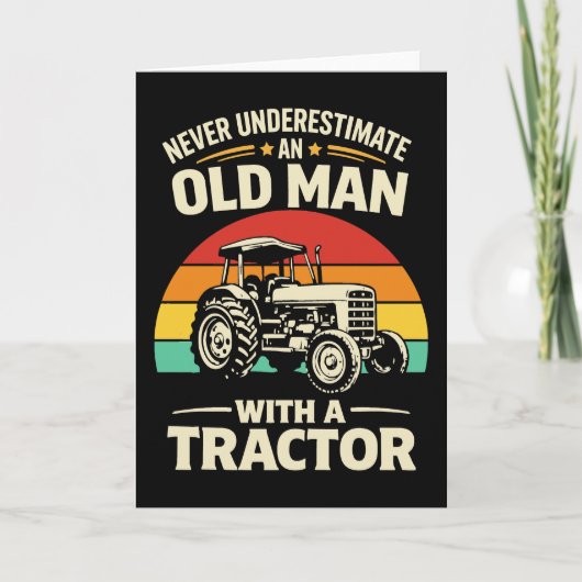 Carte vintage sunset Farming Never Underestimate an Old  (Devant)