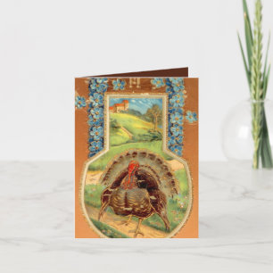 Carte vintage Thanksgiving dinkey Holiday Card 