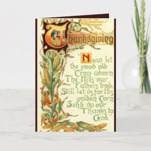 Carte vintage Thanksgiving Poème de Fête ajouter un sent