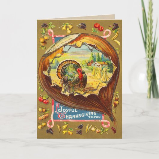 Carte Vintage Thanksgiving Turkey (Devant)