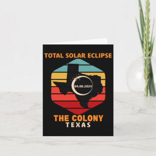 Carte Vintage The Colony Texas Éclipse Solaire Totale 20