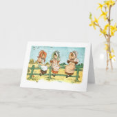 Carte Vintage - Three Little Friends, (Fleur jaune)