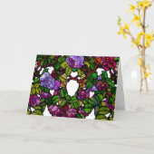 Carte Vintage Tiffany Vitrage pourpre Roses (Fleur jaune)