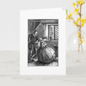 Carte Vintage - Tricot par la fenêtre, (Fleur jaune)