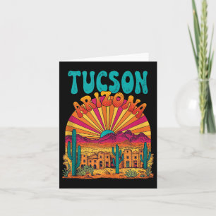 Carte Vintage Tucson Arizona Desert Sunset Skyline City