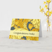 Carte Vintage Tulip Blue Gold Motif (Fleur jaune)