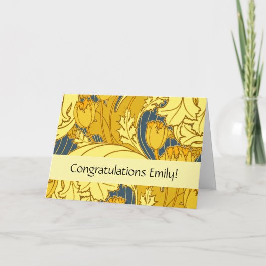Carte Vintage Tulip Blue Gold Motif (Devant)