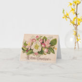 Carte Vintage un joyeux Noël personnalisé (Fleur jaune)