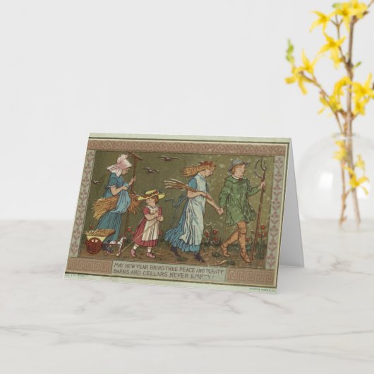 Carte Vintage - Un Nouvel An, (Fleur jaune)