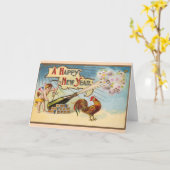 Carte Vintage - Une Bonne Année, (Fleur jaune)