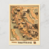 Carte vintage unique restaurée de Californie, 1885 (Devant)