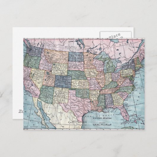 Carte vintage USA (Devant / Derrière)