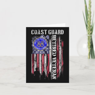 Carte Vintage Usa American Flag Coast Guard Proud retire