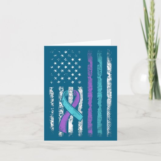 Carte Vintage Usa American Flag Suicide Prevention Aware (Devant)