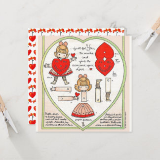 Carte vintage Valentine papier doll art