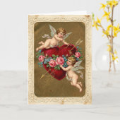 Carte Vintage Valentines Cupid Heart Card (Fleur jaune)