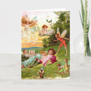 Carte Vintage Valentine's Fairy elves love card