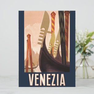 Carte Vintage Venice Italie Gondola Travel