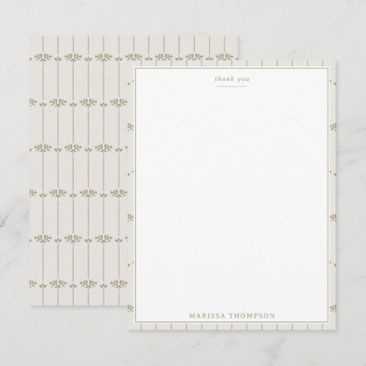Carte Vintage Victorian Botanical Lines Traditional (Devant / Derrière)