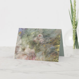 Carte Vintage Victorian Oil Canvas Pink Purple Floral 