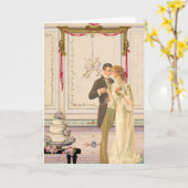 Carte Vintage Victorian Wedding Celebration Scene (Fleur jaune)