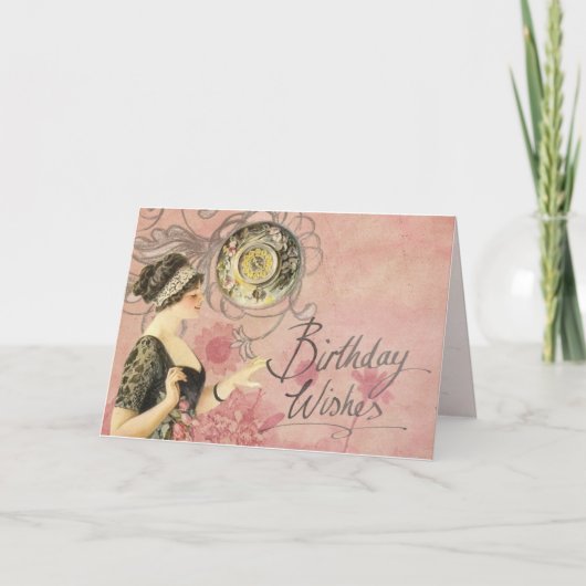 Carte Vintage Victorienne Joyeux anniversaire (Devant)