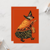 Carte Vintage vieille sorcière d'Halloween (Devant/Arrière en situation)