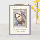 Carte Vintage Vierge Marie Anniversaire Rose (Fleur jaune)