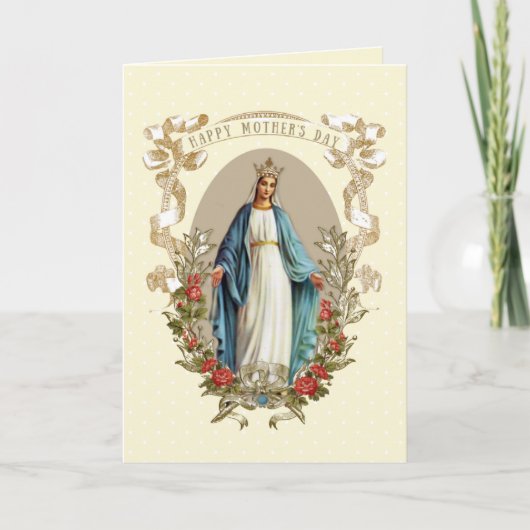 Carte Vintage Vierge Marie Fête des Mères catholiques (Devant)
