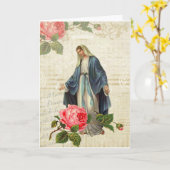 Carte Vintage Vierge Marie Jésus Roses religieux (Fleur jaune)