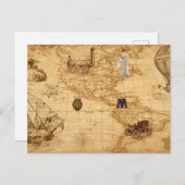 Carte vintage Vieux Monde Steampunk (Devant / Derrière)