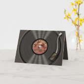 Carte Vintage Vinyl Record (red) (Fleur jaune)