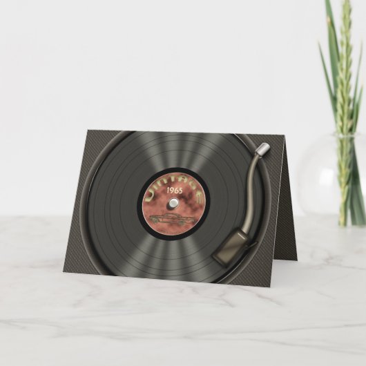Carte Vintage Vinyl Record (red) (Devant)