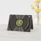 Carte Vintage Vinyl Record (Verts) (Fleur jaune)