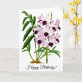 Carte Vintage violet blanc orchidée Fleur personnalisée (Fleur jaune)
