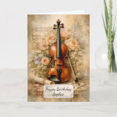 Carte Vintage Violin Floral Composition (Devant)