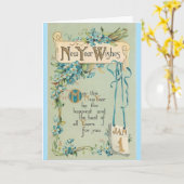 Carte Vintage - voeux de Nouvel An, (Fleur jaune)