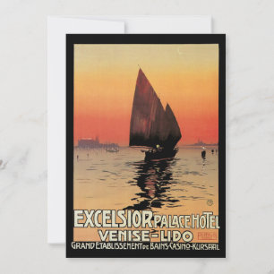 Carte Vintage voyage, Bateaux à l'Excelsior Palace Venis