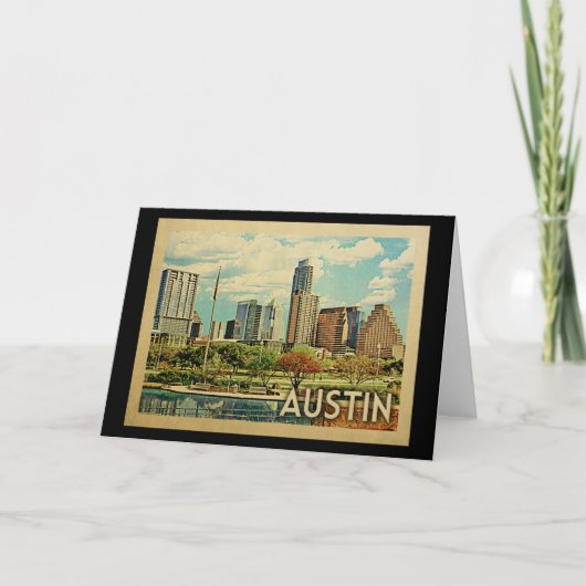 Carte Vintage voyage d'Austin Texas (Devant)