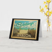 Carte Vintage voyage de plage d'Avalon (Fleur jaune)