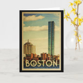 Carte Vintage voyage du Massachusetts de Boston (Fleur jaune)