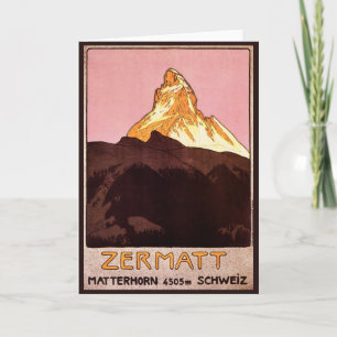 Carte Vintage voyage, Matterhorn Mountain, Suisse